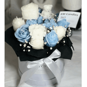 “Blue Serenity” Handcrafted Floral Candle Bouquet