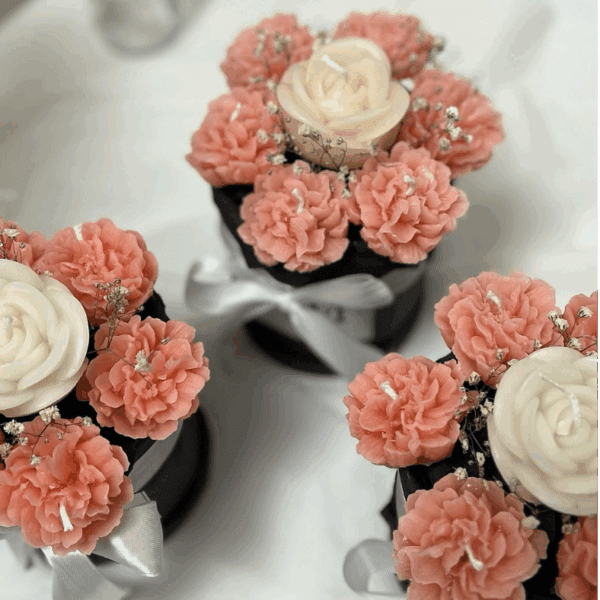 Coral Blossom Candle Bouquet