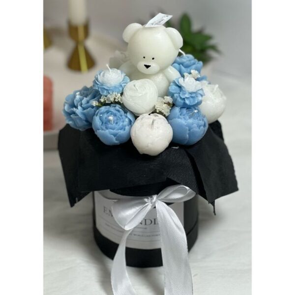 Floral and Signature Baby Bear Candle