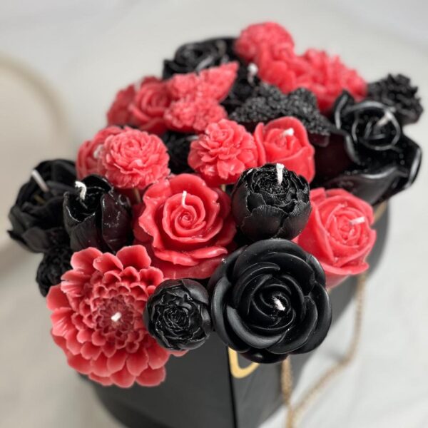Luxe Black & Red Floral Candle Bag