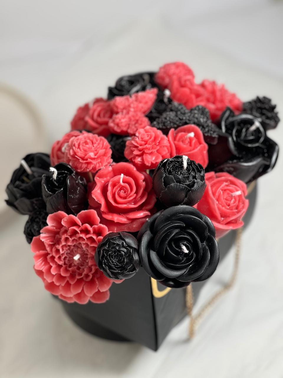 Luxe Black & Red Floral Candle Bag