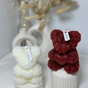 Rosy Heart Teddy Candle