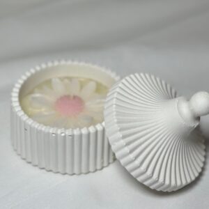 White Fluted Jar with Floral Detail