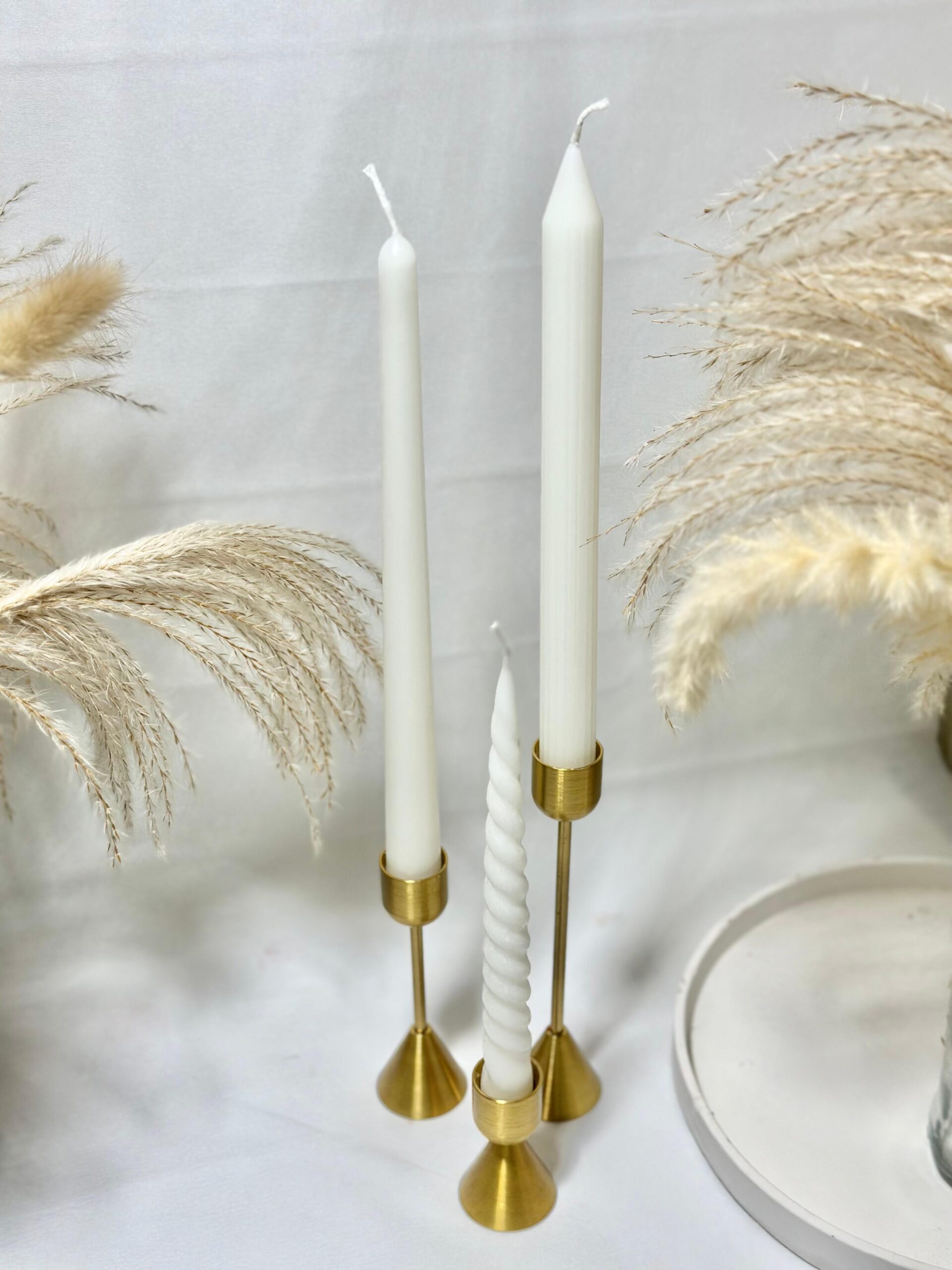 ( Set Of 3 (Twist,Ribbed,Gradient) Taper Candles