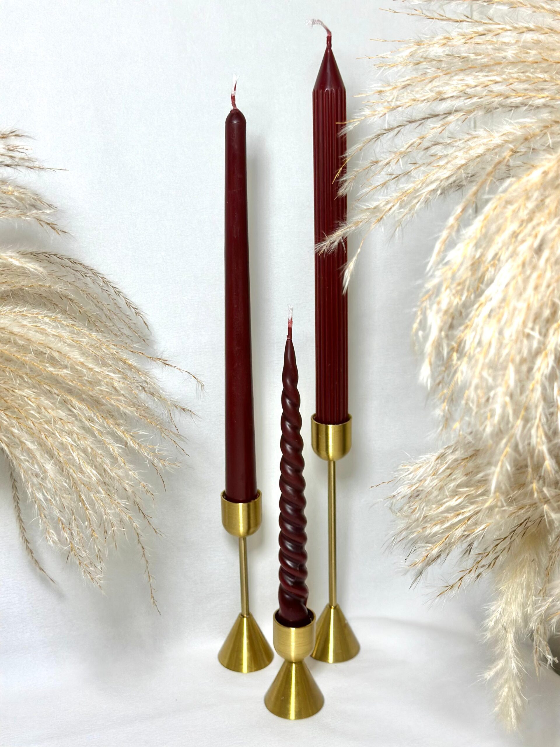 ( Set Of 3 (Twist,Ribbed,Gradient) Taper Candles - Image 2